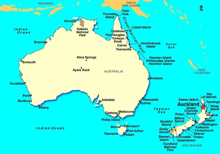 Auckland pasaulio žemėlapis