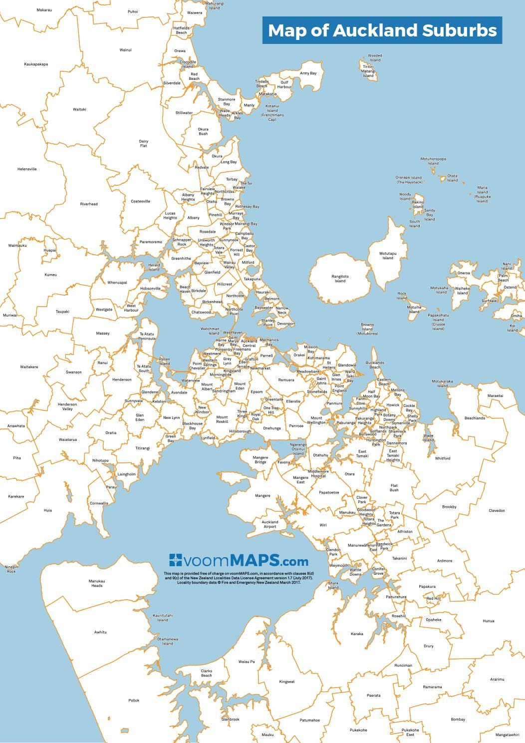 žemėlapis Auckland priemiesčius