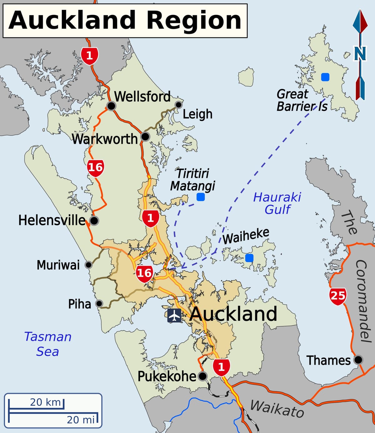 žemėlapis Auckland regione