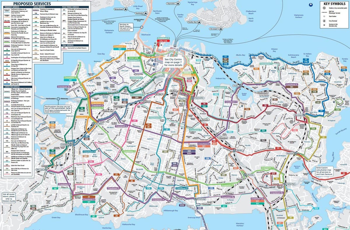 Auckland viešojo transporto žemėlapis