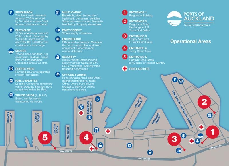 uosto Auckland žemėlapyje