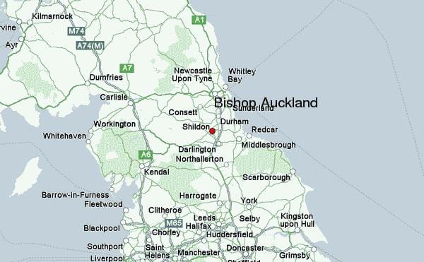 žemėlapis Bishop Auckland
