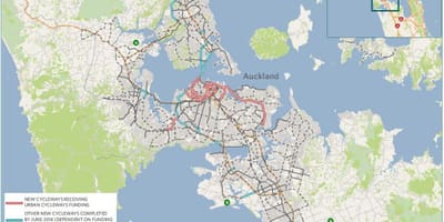 Žemėlapis cycleway Auckland žemėlapyje
