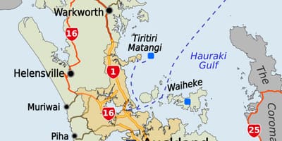 Žemėlapis Auckland regione