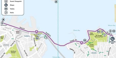 Rožinė cycleway Auckland žemėlapyje