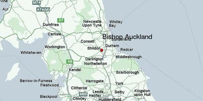 Žemėlapis Bishop Auckland