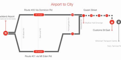 Auckland skybus maršruto žemėlapį